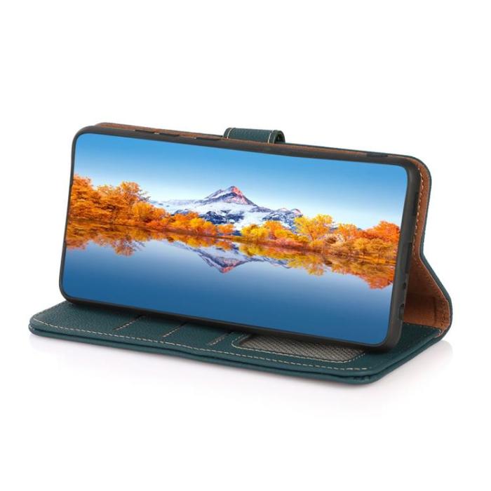 KHAZNEH - KHAZNEH Äkta Läder Fodral Galaxy S22 Plus 5G - Grön