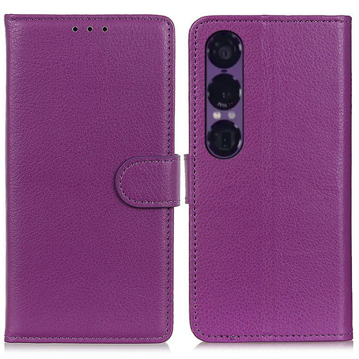 A-One Brand - Sony Xperia 1 VII Plånboksfodral Litchi Texture - Lila