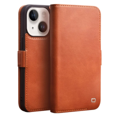 QIALINO - Qialino iPhone 14 Plånboksfodral Äkta Läder Magnetic - Brun