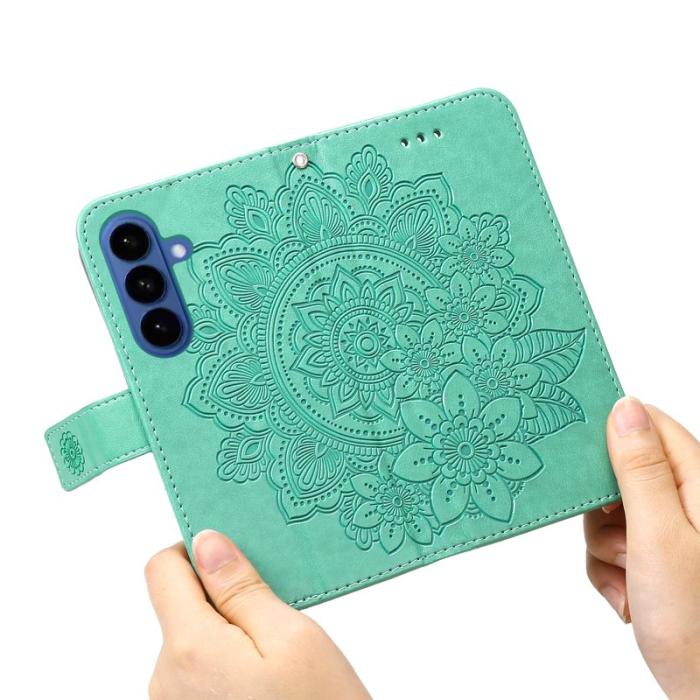 OEM - Samsung Galaxy S26 Plus Plånboksfodral Blommönster Konstläder Ställ - Grön