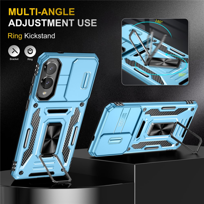 A-One Brand - Galaxy S25 Edge Mobilskal Kickstand Slide - Babyblå