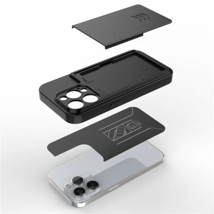 OEM - iPhone 14 Pro Max Mobilskal Korthållare - Svart