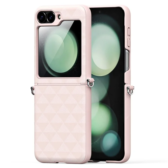 Dux Ducis - Dux Ducis Galaxy Z Flip 6 Mobilskal Fitt Rhombus Läder - Rosa