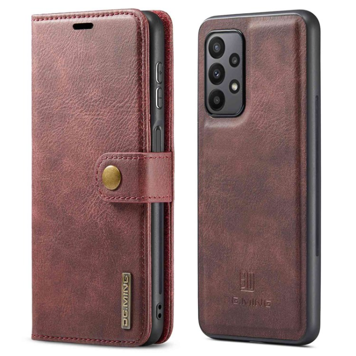 DG.MING - DG.MING Galaxy A23 4G/5G Plånboksfodral Äkta Läder 2in1 - Röd
