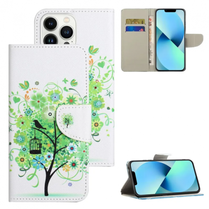 Taltech - iPhone 15 Pro Max Plånboksfodral - Grönt Träd