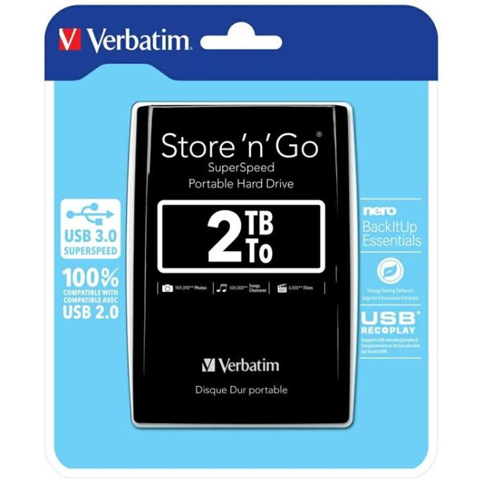 Verbatim - Verbatim Extern Hårddisk HDD 2TB USB 3.0 Store n Go - Svart