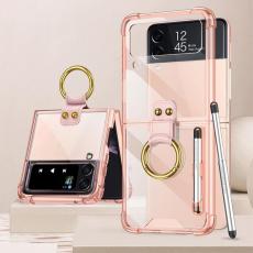 GKK - GKK Galaxy Z Flip 4 Skal Ringhållare med Stylus Penna - Rosa