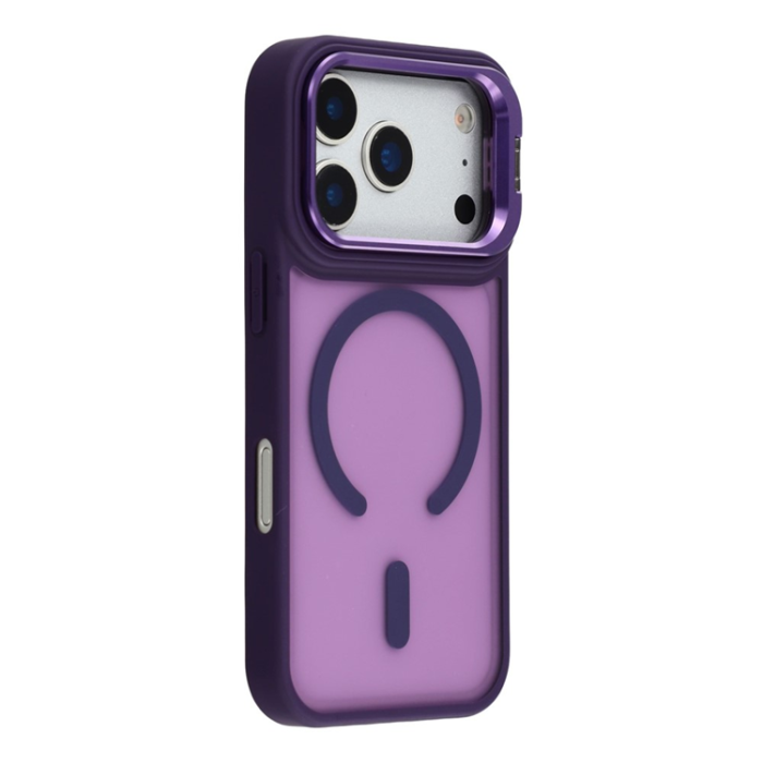 A-One Brand - iPhone 17 Pro Mobilskal MagSafe Lins Kickstand - Mörklila