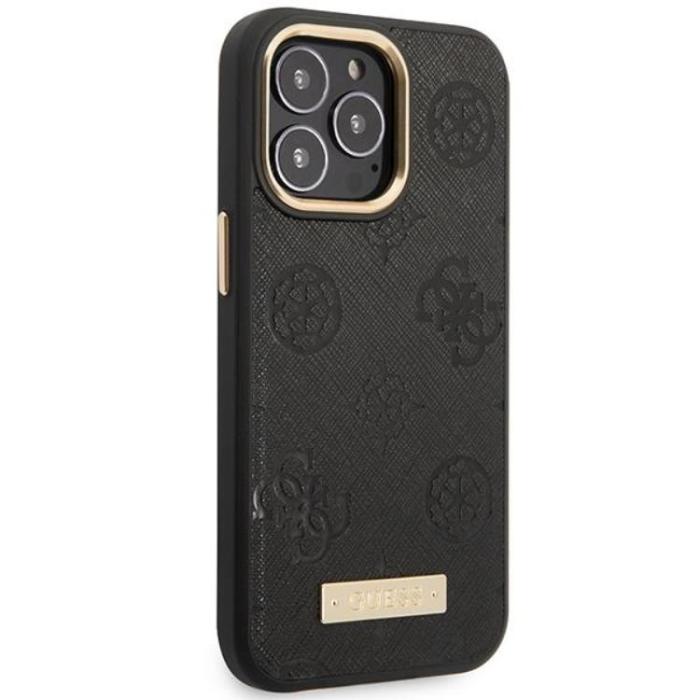 Guess - Guess iPhone 14 Pro Mobilskal Magsafe Peony Logo Plate - Svart
