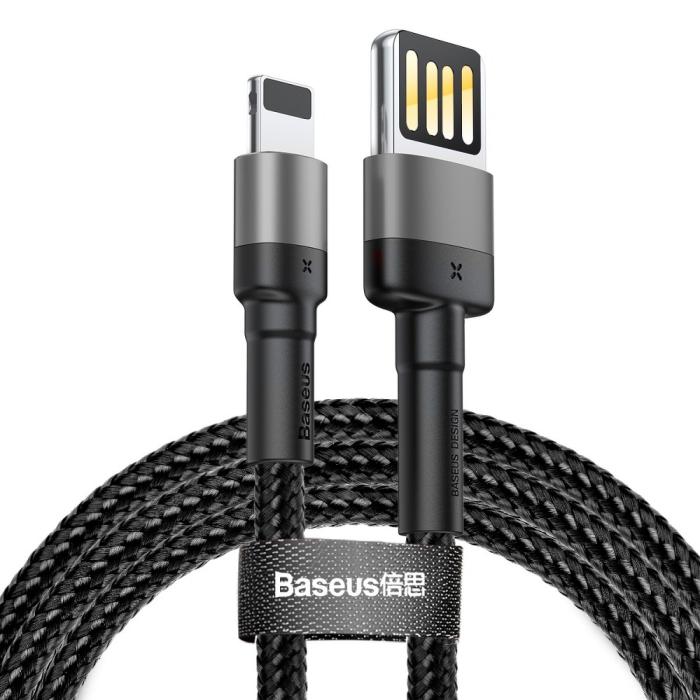 BASEUS - BASEUS Cafule USB-A till Lightning kabel 2,4A 1M Grå+Svart