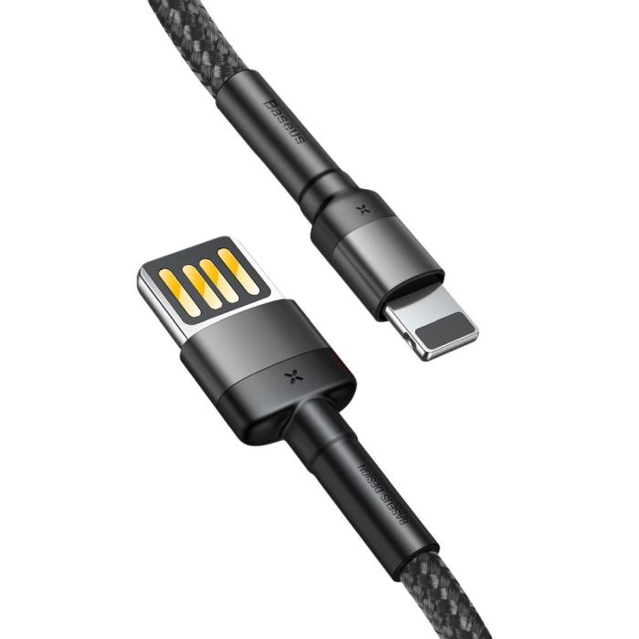 BASEUS - BASEUS Cafule USB-A till Lightning kabel 2,4A 1M Grå+Svart