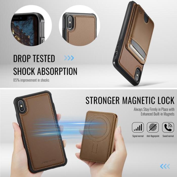 OEM - JEEHOOD Mobilskal till iPhone XS Max MagSafe Läder - Brun