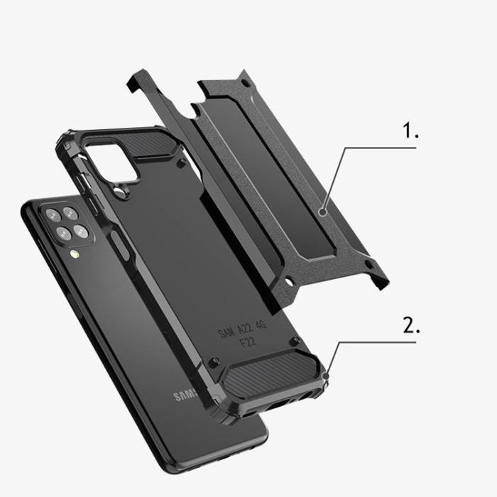 OEM - Galaxy A22 4G Skal Hybrid Armor Tough Rugged - Blå