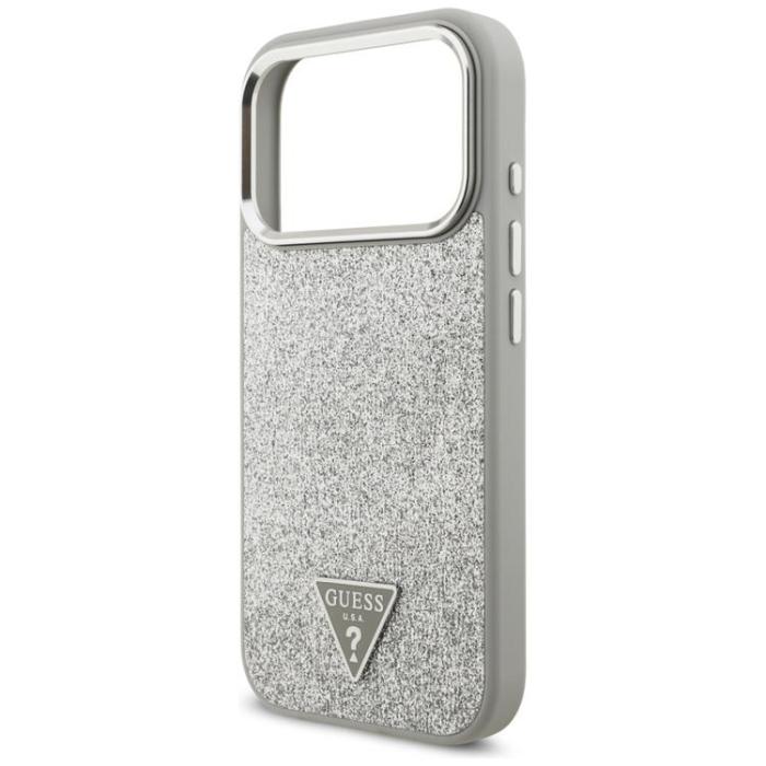 Guess - Guess iPhone 17 Pro Mobilskal MagSafe Glitter Triangle Logo - Silver