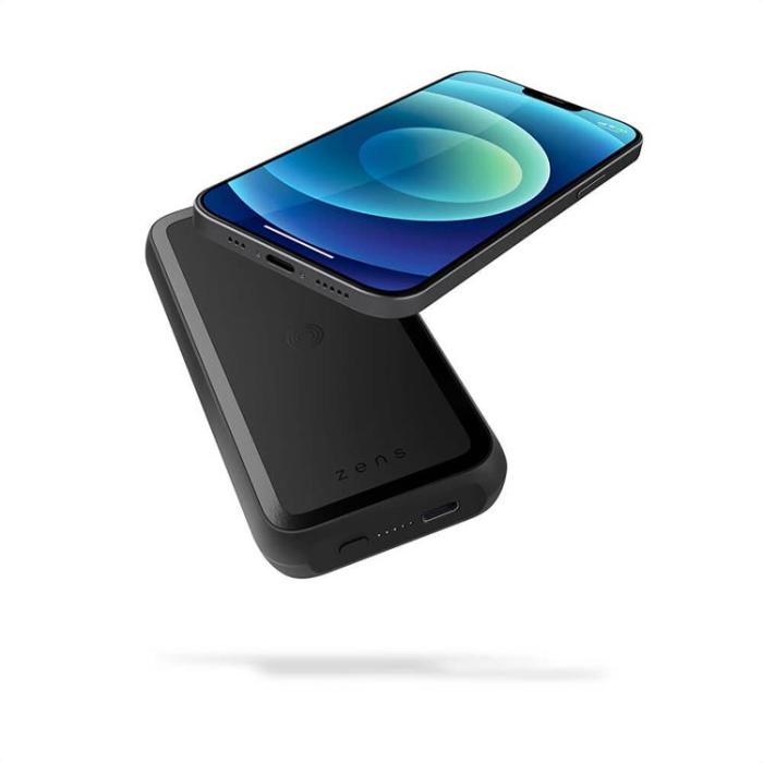 ZENS - ZENS Magnetisk Magsafe Qi Powerbank One Side QI 10000 mAh - Svart