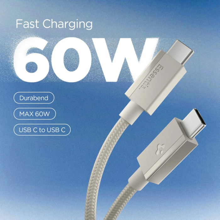 Spigen - Spigen USB-C till USB-C Kabel EB6015CC Essential 1.5m 60W - Titanium