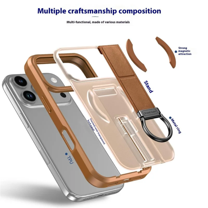 A-One Brand - iPhone 17 Pro Max Mobilskal Magsafe D-Ring Kickstand - Khaki