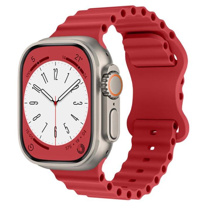 A-One Brand - Apple Watch 4/5/6/7/8/SE (38/40/41mm) Silikon Ocean Band - Röd