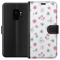 Gustaf - Pl&aring;nboksfodral till Samsung Galaxy S9 med Blommor och fj&auml;rillar