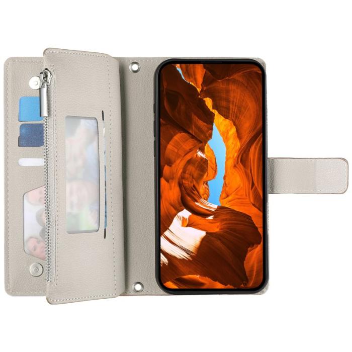 OEM - Samsung Galaxy S26 Plånboksfodral Dragkedja Konstläder Flip - Blå