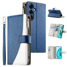 OEM - Samsung Galaxy S26 Pl&aring;nboksfodral Dragkedja Konstl&auml;der Flip - Bl&aring;