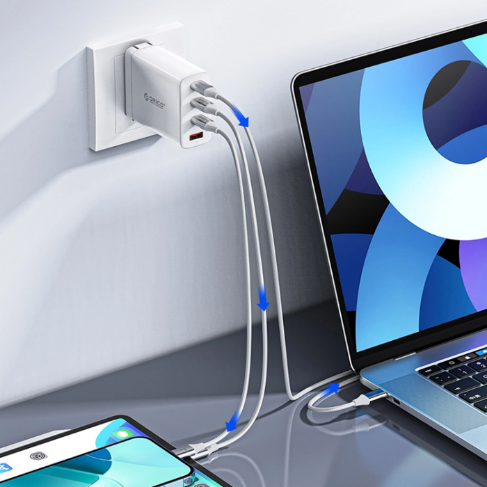 ORICO - Orico USB-C Till USB-C Kabel 60W 3A 1m CDX - Vit