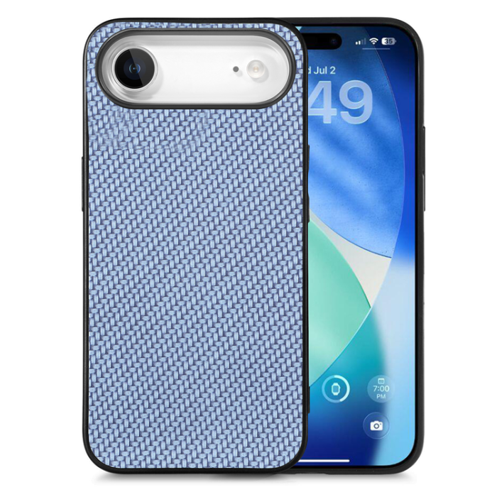A-One Brand - iPhone Air Mobilskal Carbon Fiber PU Läder - Blå