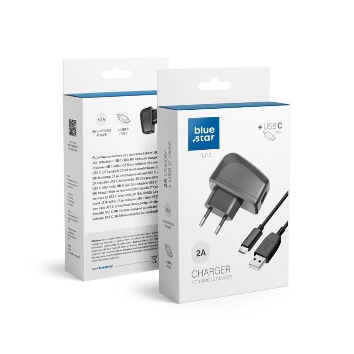 Blue Star - Travel Charger USB-C Uniwersal 2A + Kabel Blue Star Lite