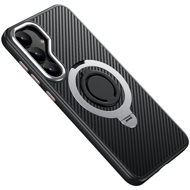 Galaxy S25 Mobilskal MagSafe Carbon Fiber Kickstand - Silver | 2353 | AlltMobil