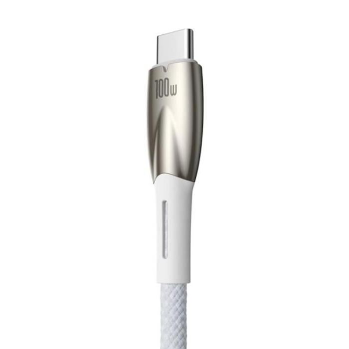 BASEUS - Baseus USB-C till USB-A kabel 1M Glimmer Series - Vit