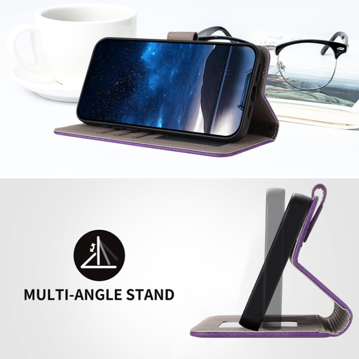 A-One Brand - Galaxy S26 Ultra Plånboksfodral Solid Color Läder - Mörklila