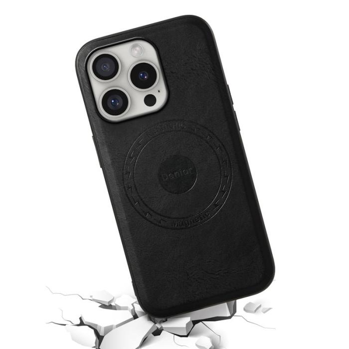 DENIOR - DENIOR A10 Mobilskal till iPhone 16 Pro Max Äkta Läder Svart