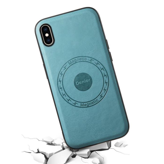 DENIOR - DENIOR iPhone XS Max Fodral Magnetiskt KonstLäder Blå