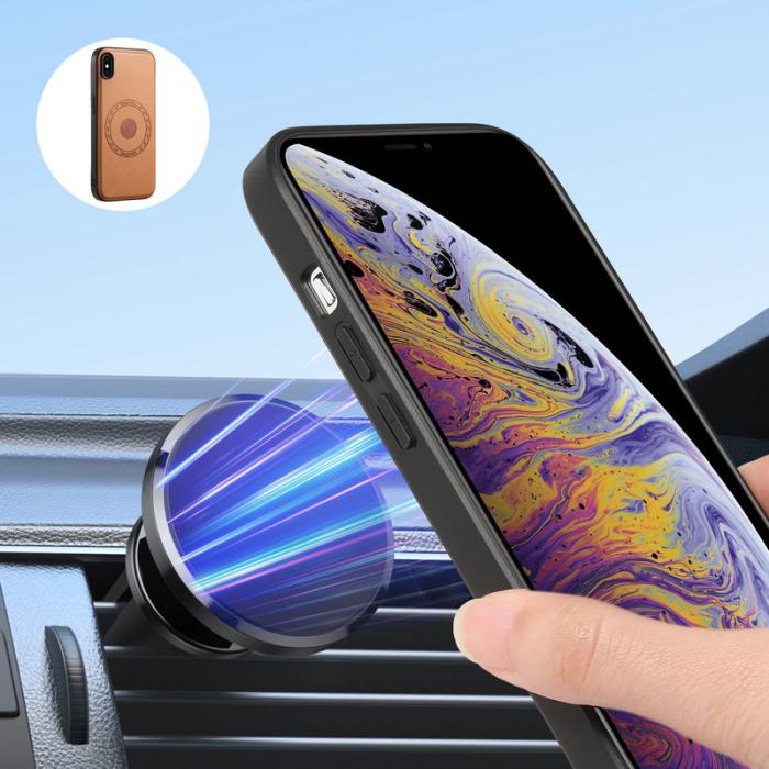 DENIOR - DENIOR Mobilskal till iPhone XS Max PU Läder Belagt PC+TPU Khaki