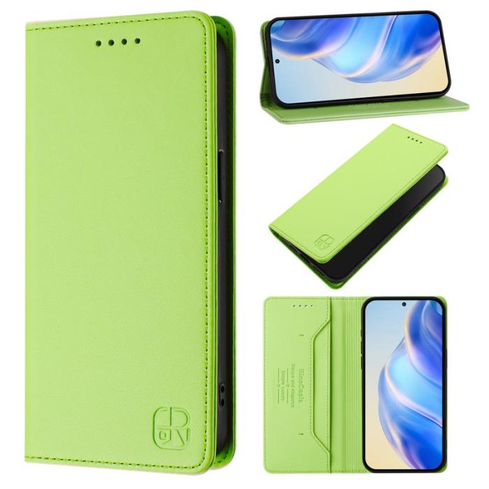 OEM - RINACASIS Samsung Galaxy S26+ Plånboksfodral Konstläder RFID Skydd - Grön