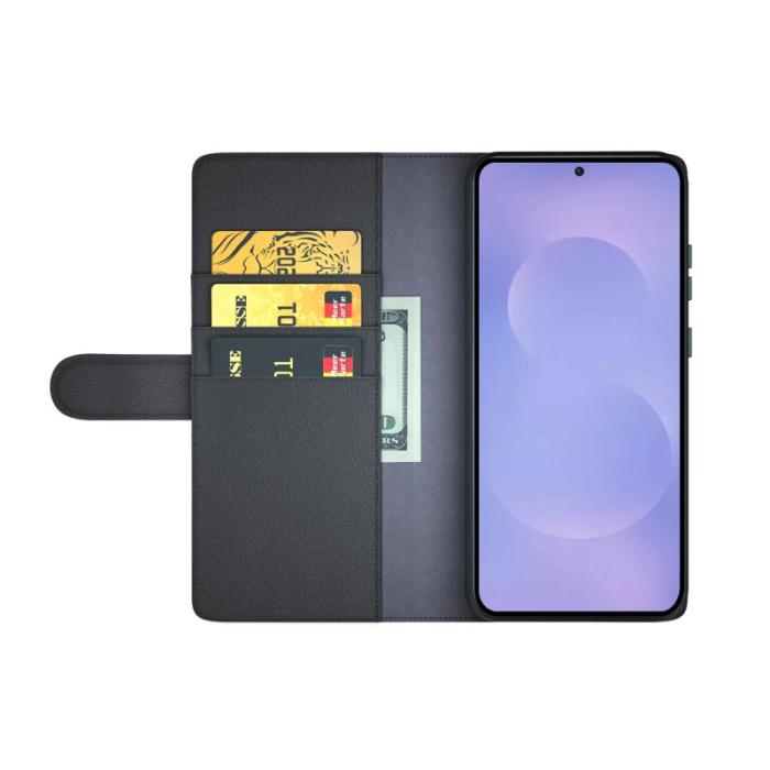 OEM - Samsung Galaxy S26 Plånboksfodral Äkta Läder Ställ - Svart