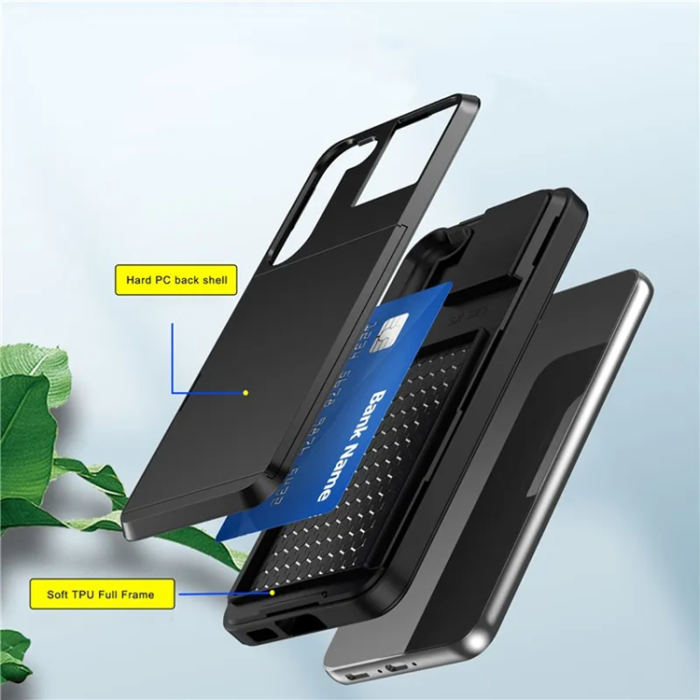A-One Brand - Galaxy S23 Plus Mobilskal Korthållare Anti-drop - Svart