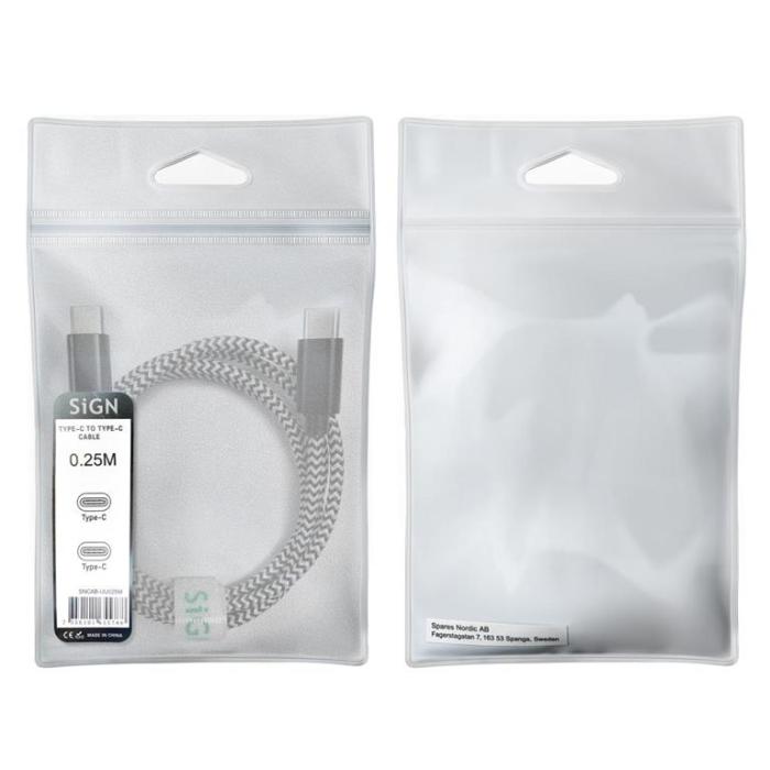 SiGN - SiGN Skin USB-C till USB-C kabel 2.1A, 2m - Svart/Vit