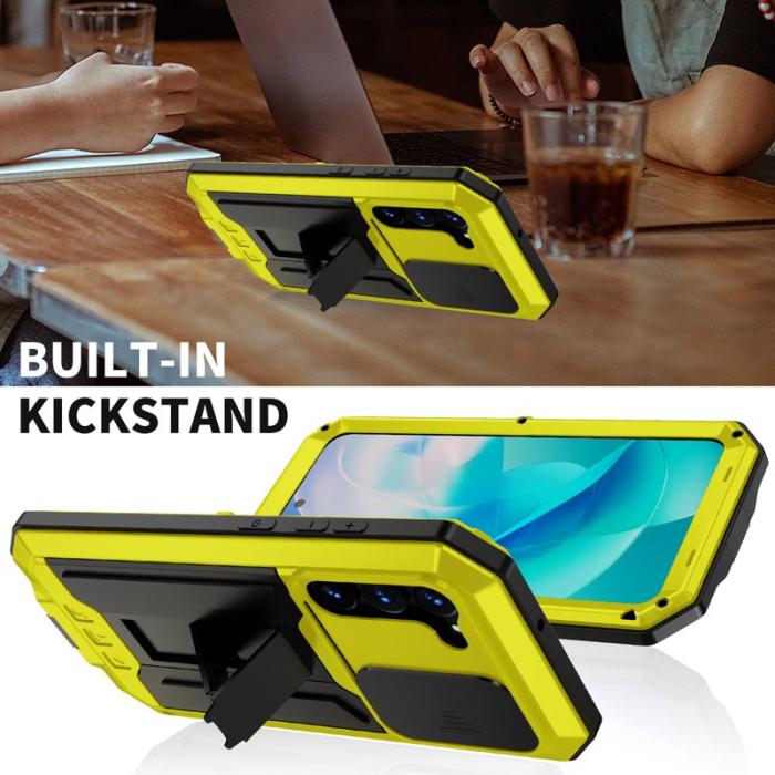 R-JUST - R-JUST Mobilskal till Galaxy S23 PC+Silicone+Metal Gult