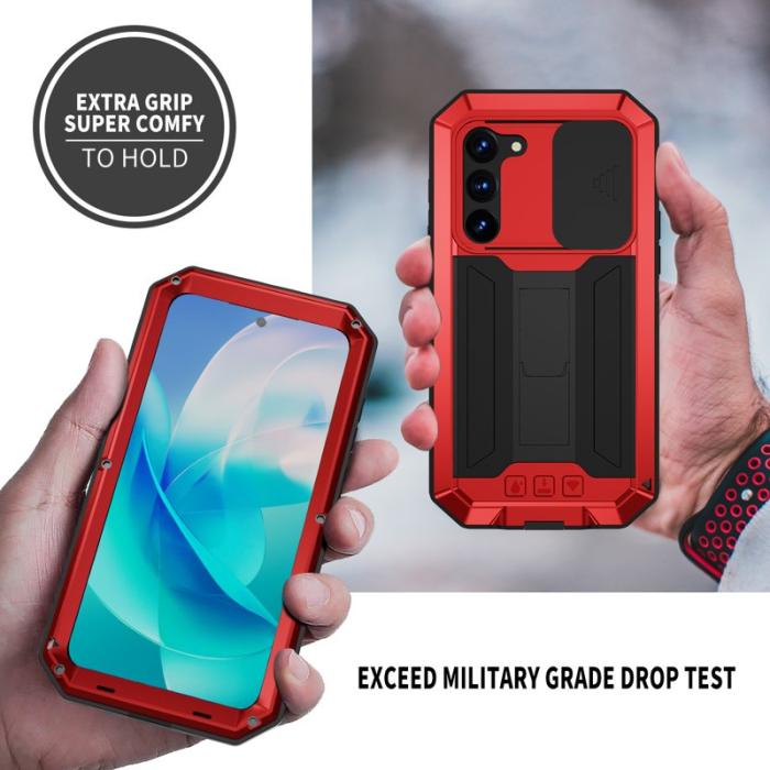 R-JUST - R-JUST Mobilskal till Galaxy S23 PC+Silicone+Metal Röd