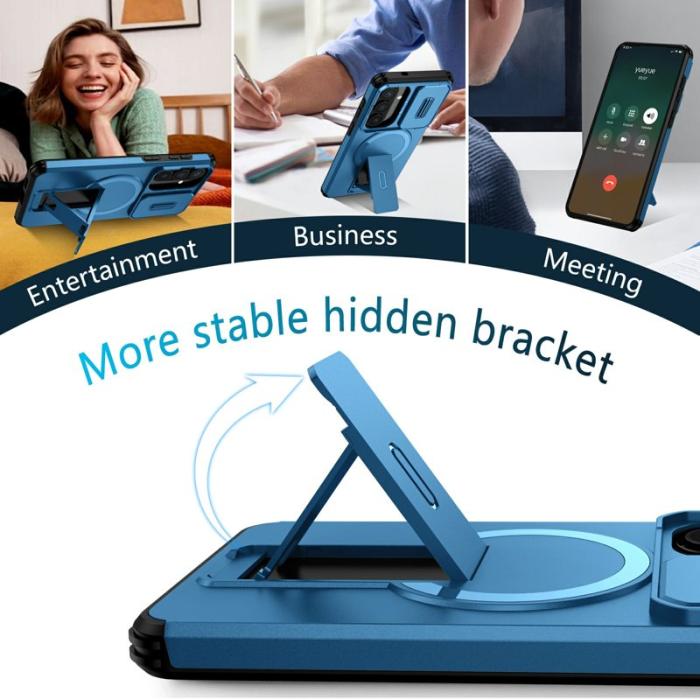 OEM - Mobilskal för Samsung Galaxy S26 Plus Magnetiskt Kickstand PC + TPU - Blå