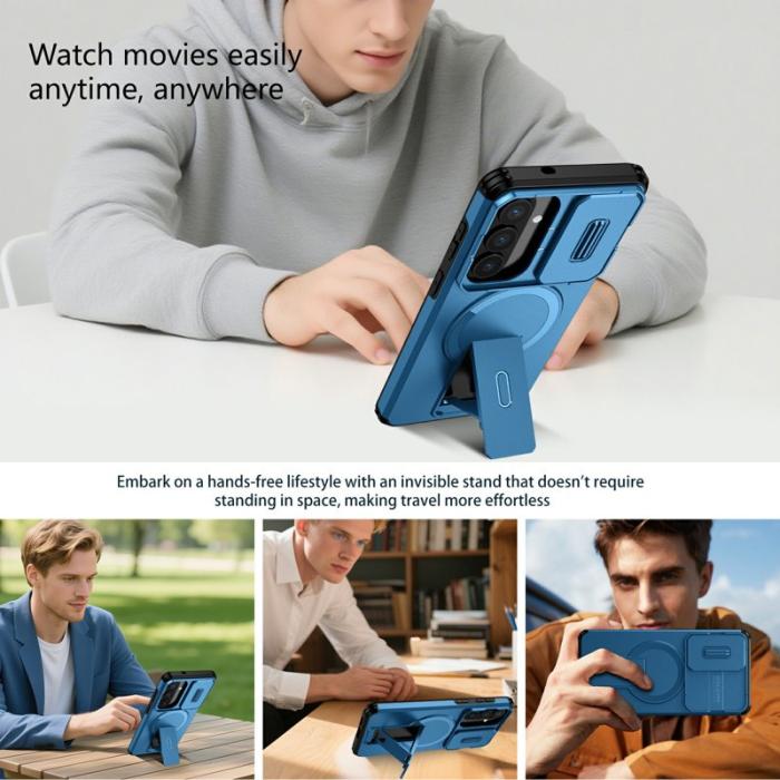 OEM - Mobilskal för Samsung Galaxy S26 Plus Magnetiskt Kickstand PC + TPU - Blå