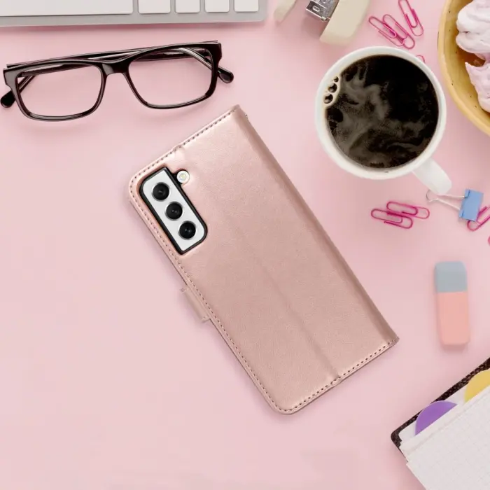 OEM - MEZZO plånboksfodral för Samsung A14 4G mandala roséguld