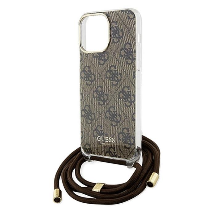 Guess - Guess iPhone 15 Pro Mobilhalsband Skal Print - Brun