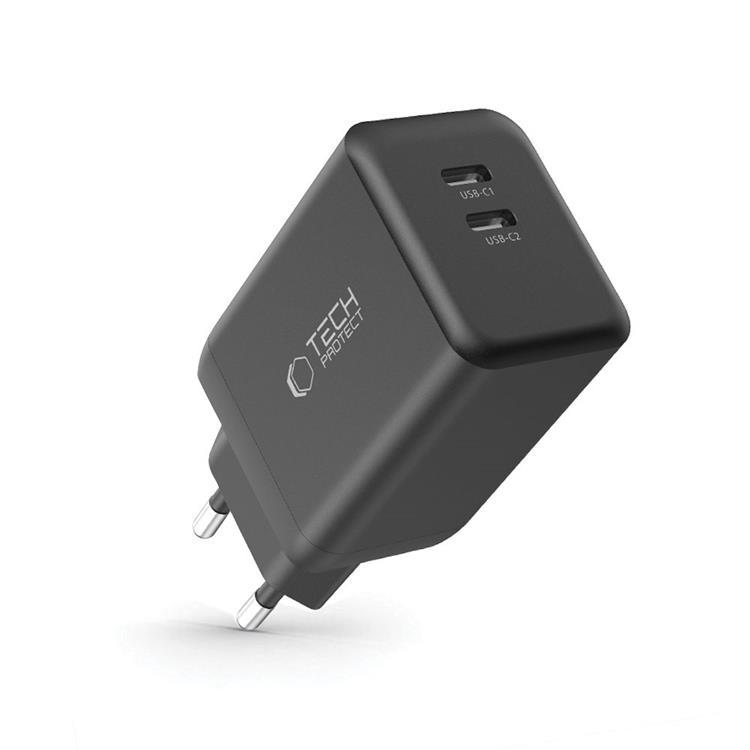 Tech-Protect NC45W-GAN 2-Port Snabbladdare PD 45W - Svart | 505295 | AlltMobil
