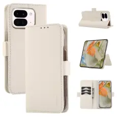 ABEEL - ABEEL Style A02 Konstl&auml;der Pl&aring;nboksfodral f&ouml;r Google Pixel 9 Pro Fold 5G - Vit