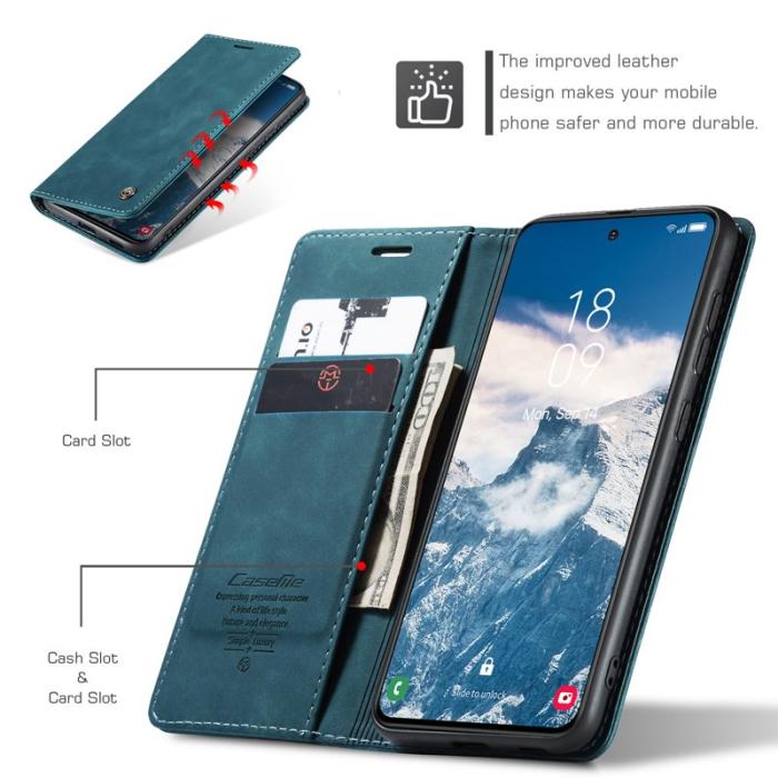 Caseme - CASEME 013 Plånboksfodral till Samsung Galaxy S25 Konstläder - Blå