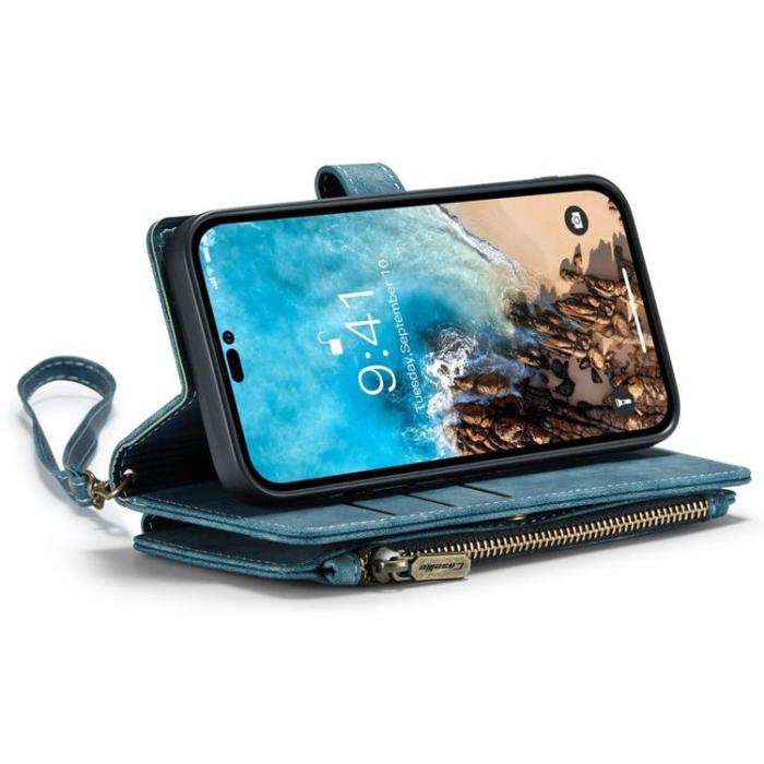UTGATT - CASEME iPhone 14 Pro Plånboksfodral C30 Zipper - Blå