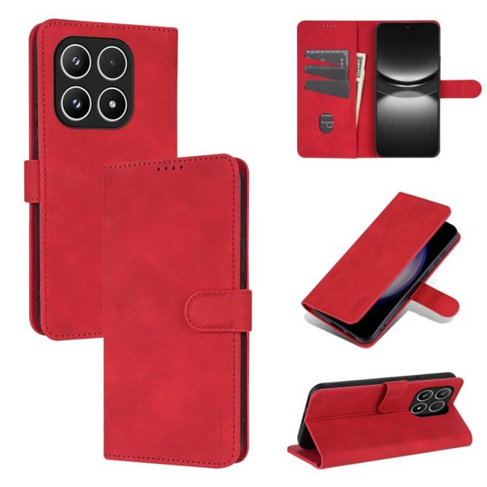 AZNS - AZNS Xiaomi 17 Plånboksfodral Konstläder - Röd