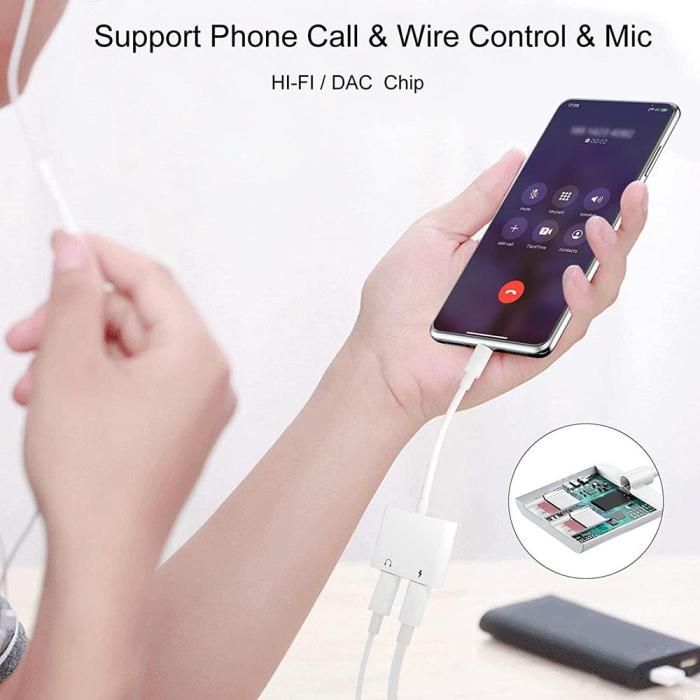 A-One Brand - 2 in 1 USB C till 2 X Type C Hörlursadapter Snabbladdning